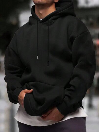 Men's Drop Shoulder Hoodie - Oversized Streetwear Style