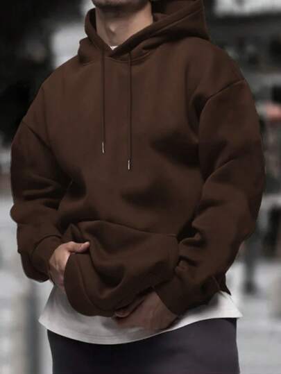 Men's Drop Shoulder Hoodie - Oversized Streetwear Style