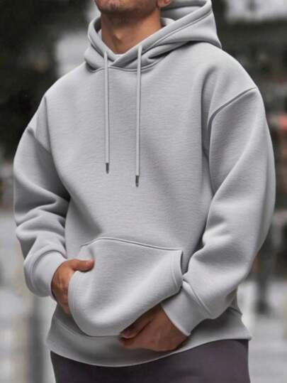 Men's Drop Shoulder Hoodie - Oversized Streetwear Style
