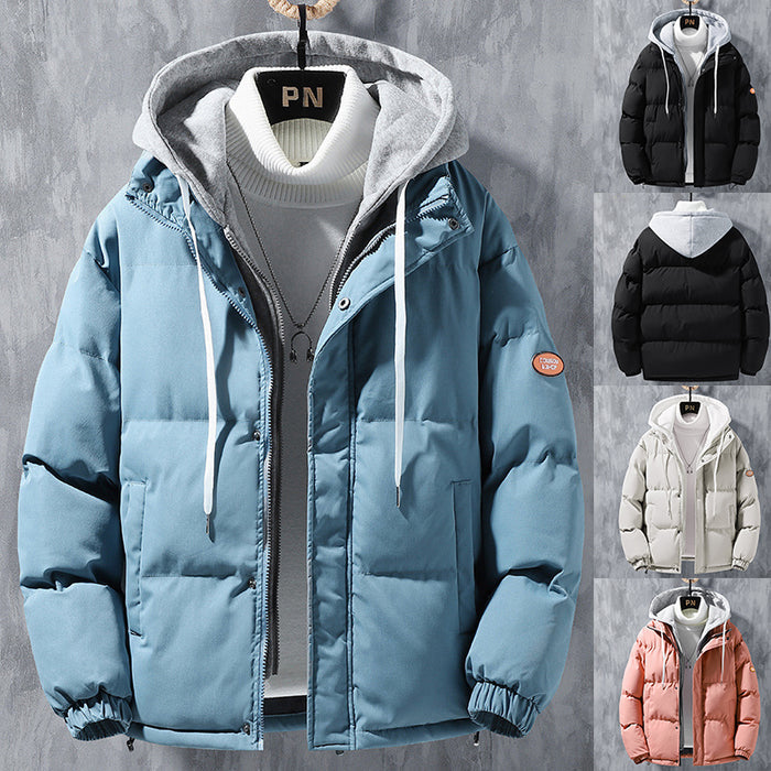 Men's Hooded Winter Jacket - Windproof Thickened Cotton Coat