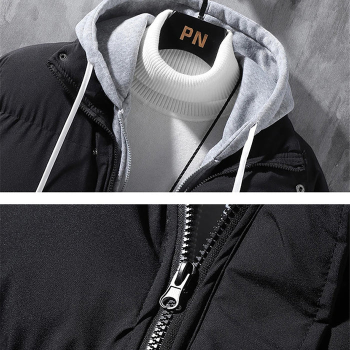 Men's Hooded Winter Jacket - Windproof Thickened Cotton Coat