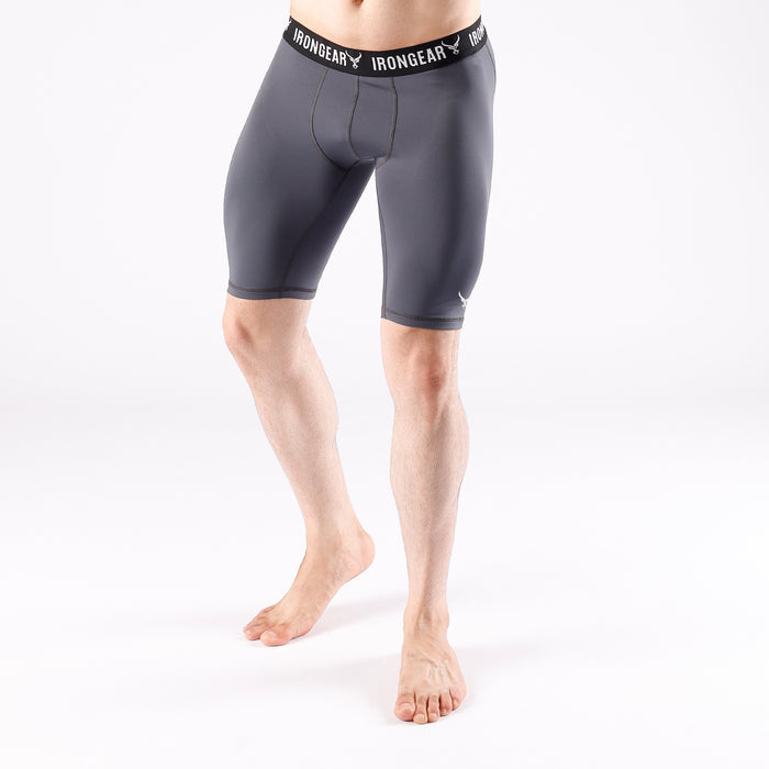 Men's Long Compression Shorts - IRONGEAR Fitness