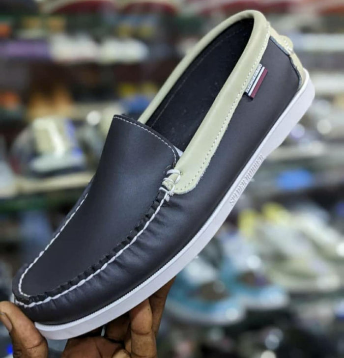 Men's Navy Blue & Cream Two-Tone Leather Loafers – Sebago