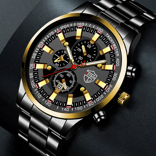 Men's Stainless Steel Quartz Watch - Luminous Dial