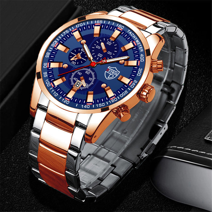 Men's Stainless Steel Quartz Watch - Luminous Dial