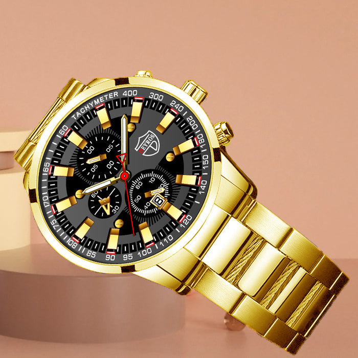 Men's Stainless Steel Quartz Watch - Luminous Dial