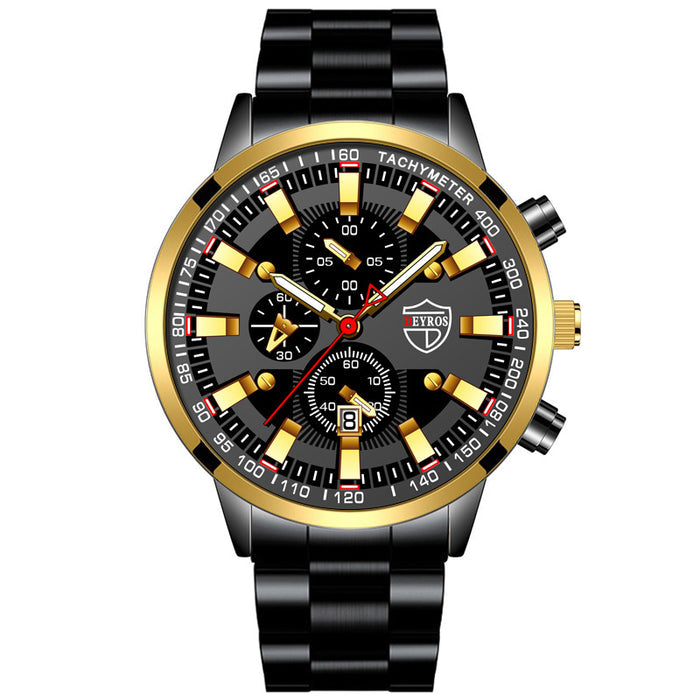 Men's Stainless Steel Quartz Watch - Luminous Dial