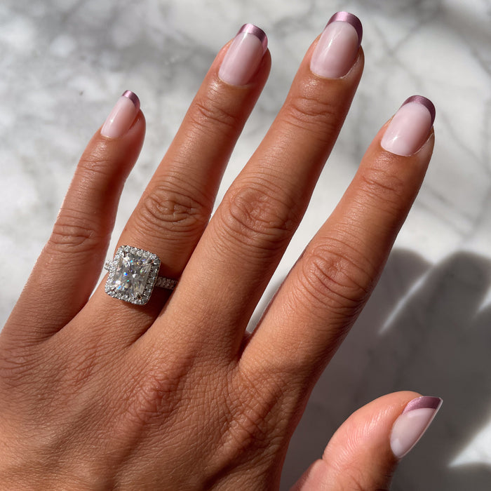 Metallic Matte French - Press-On | Short | Squoval nails with soft pink matte base and glossy metallic mauve tips on natural hand