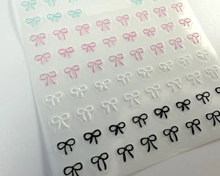 Close-up of the Mini Bows nail decals
