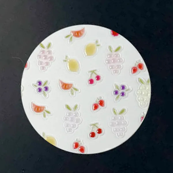 Mini Fruits nail decal sheet with cherries, strawberries, grapes and citrus slices