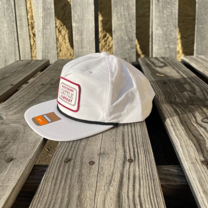 Mississippi Cattle Co "License Plate #2" Richardson 256 5 Panel Nylon Grandpa Snap Back White/Black Cap