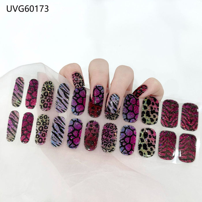 Mixed Animal Print Leopard Zebra Glitter Gel Nail Stickers