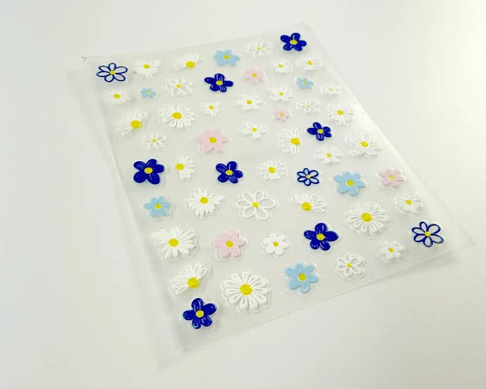 Mixed Daisies nail decals, angled view of the sheet