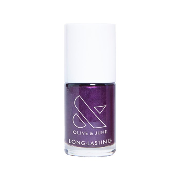 My Favorite Color deep purple nail polish with golden shimmer for long-lasting gel mani by Olive and June