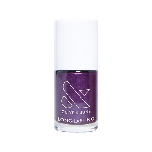 My Favorite Color deep purple nail polish with golden shimmer for long-lasting gel mani by Olive and June
