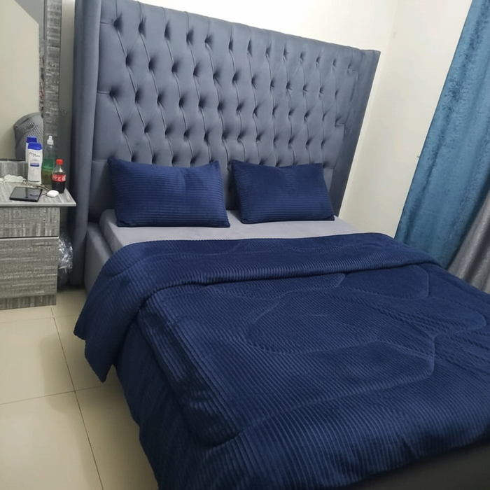 Navy Blue Velvet 4pc Duvet Set 5x6