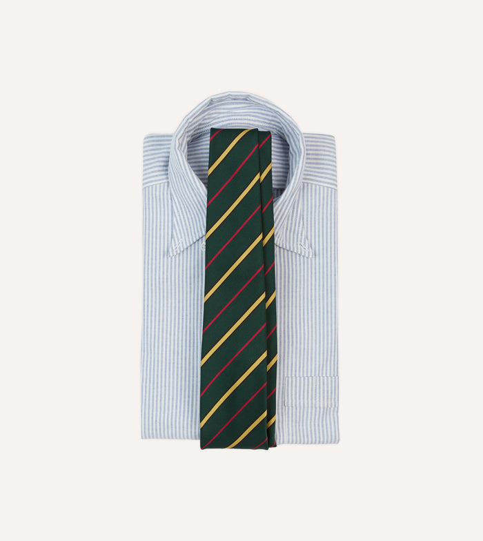 Navy, Red and White Multi Stripe Mogador Silk Tipped Tie