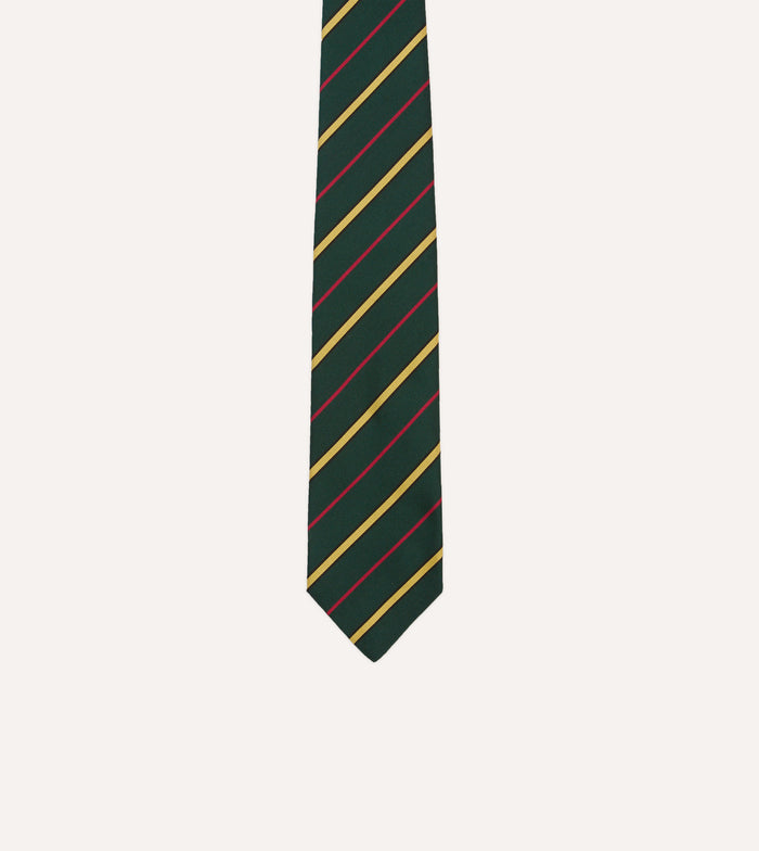 Navy, Red and White Multi Stripe Mogador Silk Tipped Tie