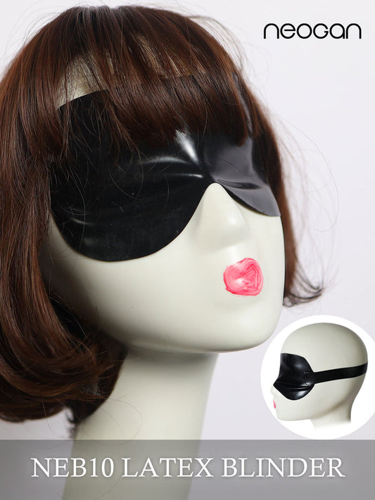 InTheMask NEOGAN NEB10 latex blinder in black, featuring a snug fit and adjustable straps for secure wear.