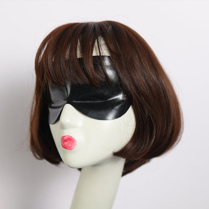 NEOGAN NEB10 latex blinder by InTheMask by MOLIS, showing a 0.4mm black latex mask with secure eye and mouth openings.