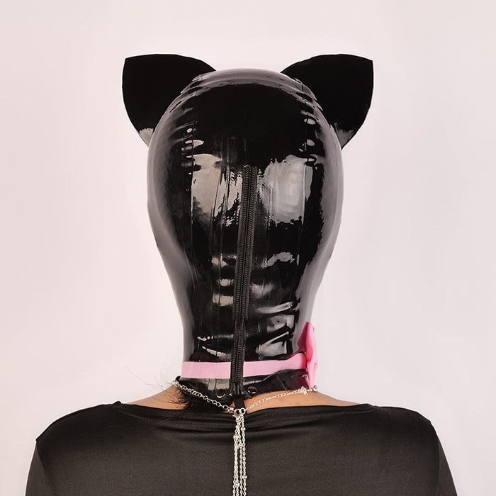 Pink kitten latex hood from NEOGAN NH30 by Inthemask, featuring a sleek design with a snug fit and detailed latex texture.