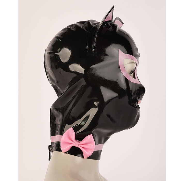 Pink kitten latex hood from NEOGAN NH30 by Inthemask by Moli's featuring a snug fit and detailed feline design.