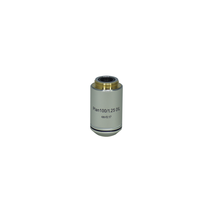 Objective Working Distance 0.12mm 100X Infinity Plan Achromatic Objective (Oil), SKU Nexcope-NE610-Objective-100-Oil-A, three quarter front view