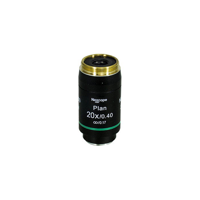 Objective Working Distance 4.8mm 20X Infinity Plan Achromatic Objective, SKU Nexcope-NE620-Objective-20, three quarter front view