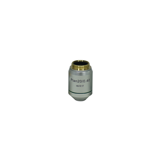 Objective Working Distance 6.4mm 20X Infinity Plan Achromatic Objective, SKU Nexcope-NE610-Objective-20-A, three quarter front view