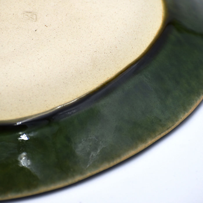 Oribe-Tokusa Shinogi Oval Shallow Bowl