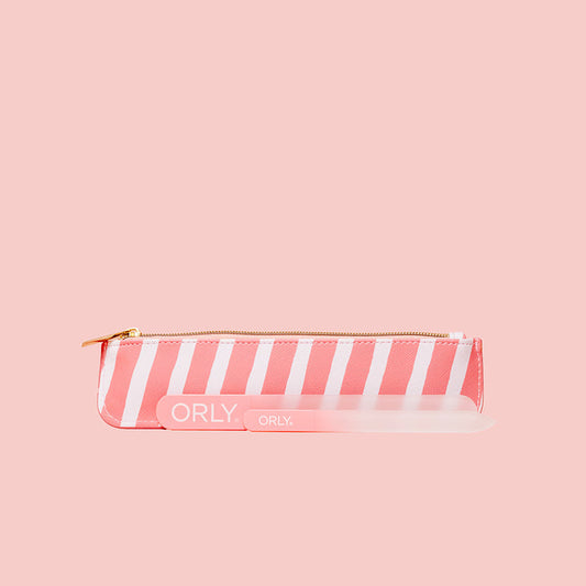 ORLY File Set Duo With Pink & White Stripe Case
