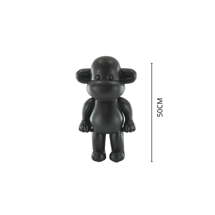 Ornament - Aap Beeld 'The Legend' -Polyresin - Zwart - 33x21x50cm