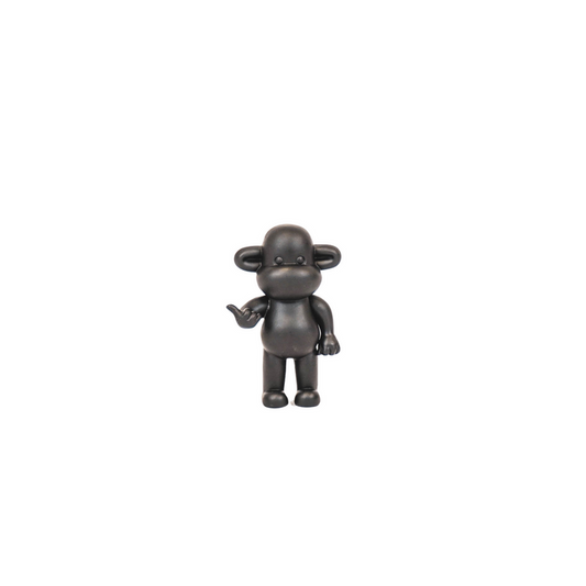 Ornament - Hang loose Aap Beeld 'The Legend' - Polyresin - Zwart - 11x7x19cm