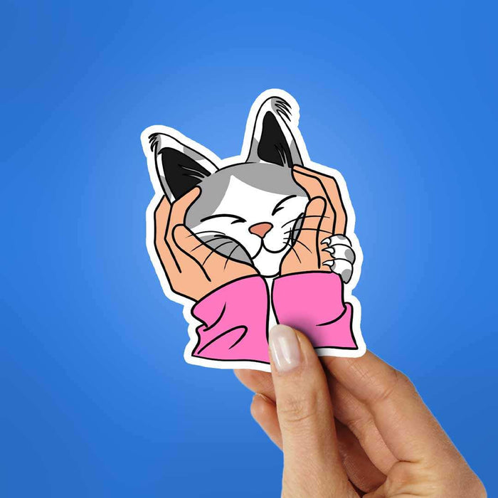 Petting A Cat Sticker - Stickers | STICK IT UP