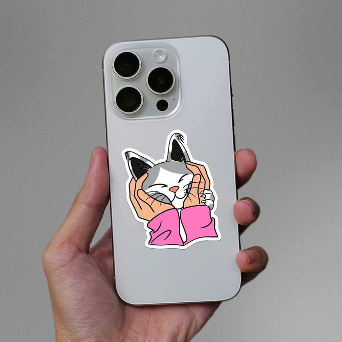 Petting A Cat Sticker - Stickers | STICK IT UP