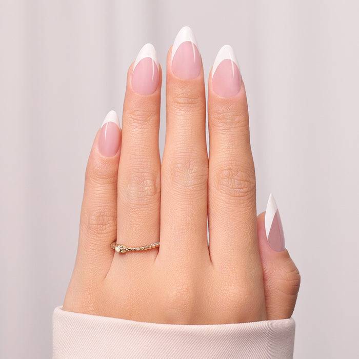 Pink Glaze French Tip | Short Almond | SALON PRESS™