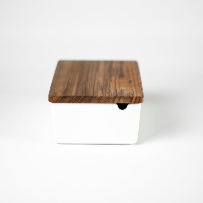 Porcelain Butter Case with Wood Lid