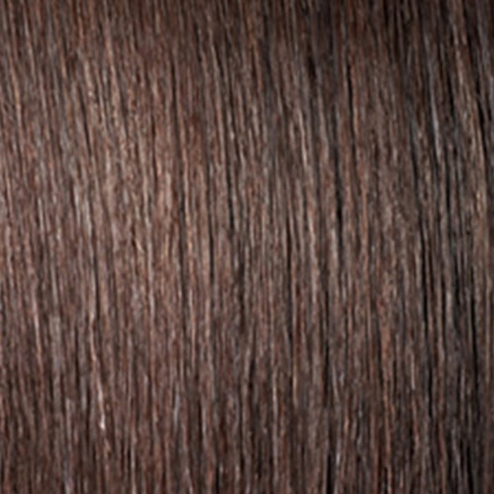 OUTRE 30 inch ponytail extension close up brown synthetic hair texture showing straight smooth strands for styling