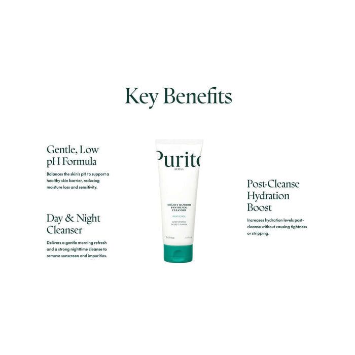 Tube of Day & Night Cleanser with key benefits listed on a white background