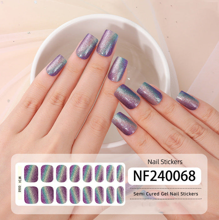 Purple Blue Ombre Glitter Gel Nail Stickers