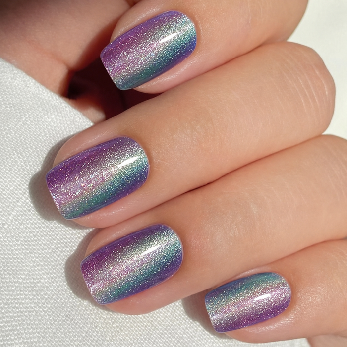 Purple Blue Ombre Glitter Gel Nail Stickers