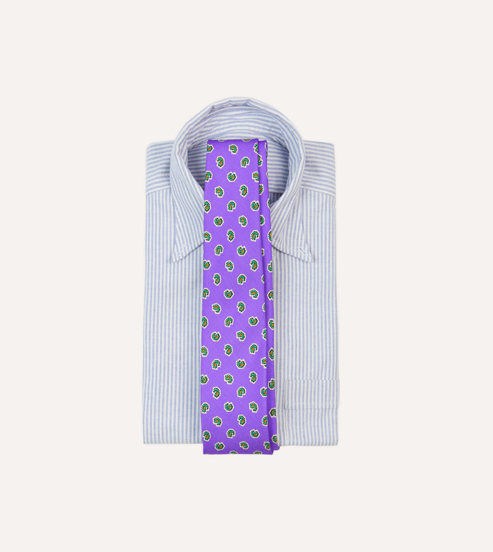 Purple Mini Paisley Silk Self-Tipped Tie