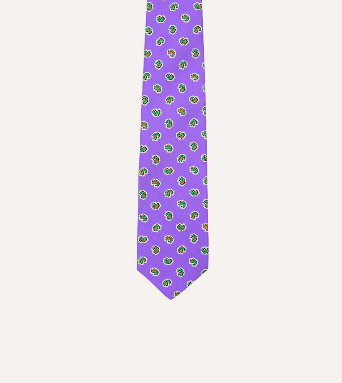 Purple Mini Paisley Silk Self-Tipped Tie