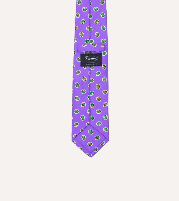 Purple Mini Paisley Silk Self-Tipped Tie