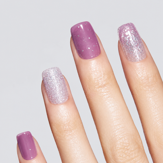 Purple Silver Glitter Mix Gel Nail Stickers