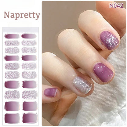 Purple Silver Glitter Mix Gel Nail Stickers