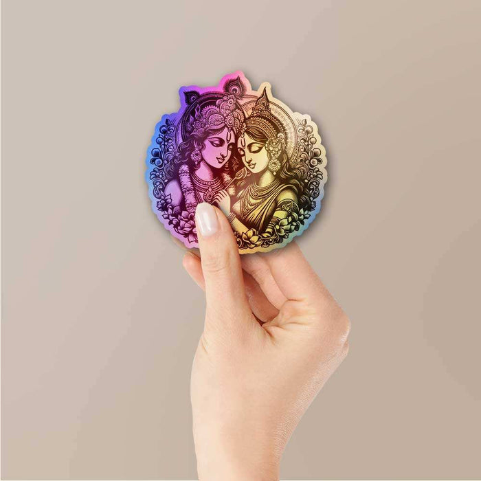 Radha Krishna 0.1 Holographic Sticker - Holographic stickers | STICK IT UP