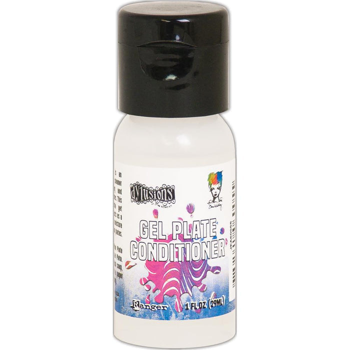 Ranger - Gel Press Plate Conditioner - 1oz. This conditioner was developed for cleaning and conditioning your Gel Plates. It is a gentle yet effective cleanser that acts as a stain remover and a moisture replenishing agent for your plates. This package contains 1oz of plate conditioner. Made in USA. Available at Embellish Away located in Bowmanville Ontario Canada.
