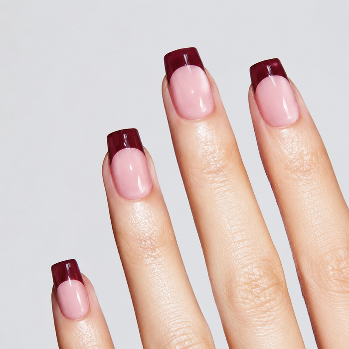 Red Brown French Tip Gel Nail Stickers