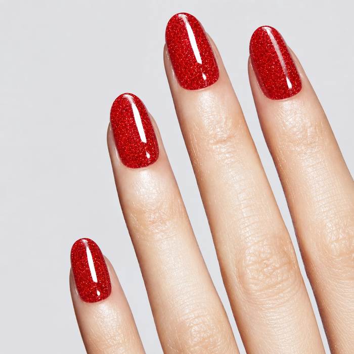 Red Glitter Solid Glossy Gel Nail Stickers